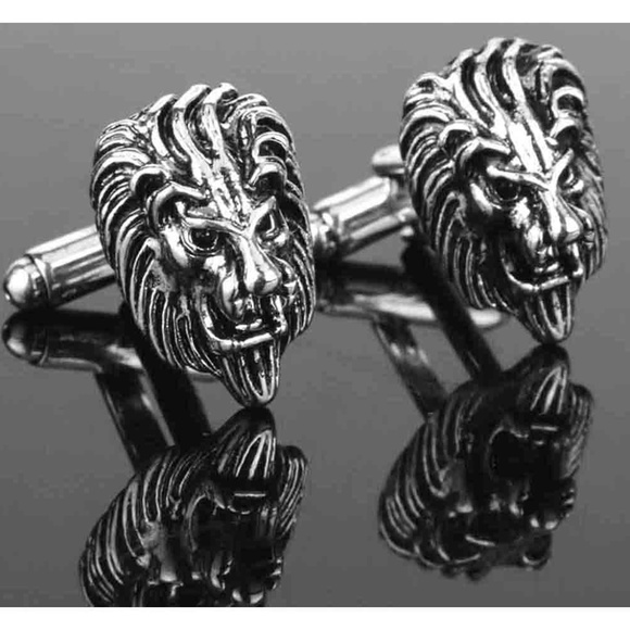 Gascoigne Other - Men's Lion Cufflinks Silver Gray Zinc Metal Alloy